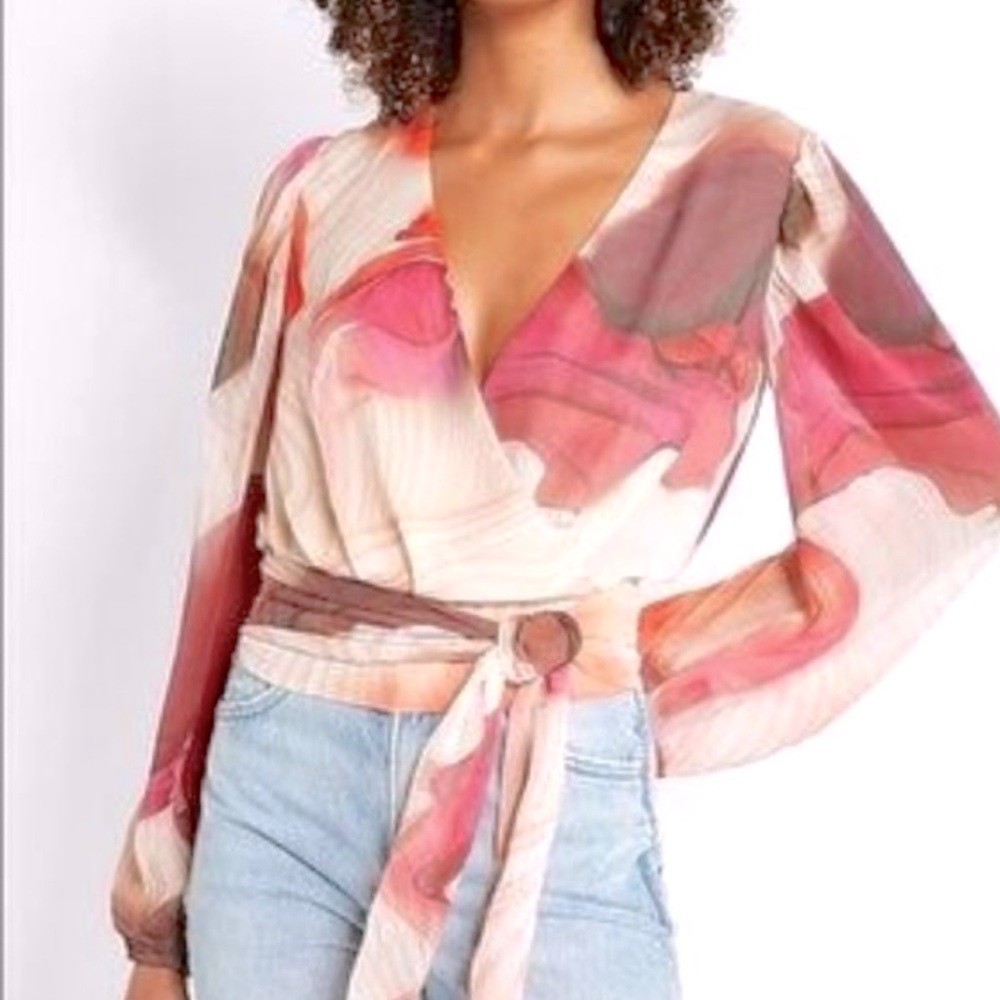 Express water color floral tie top
